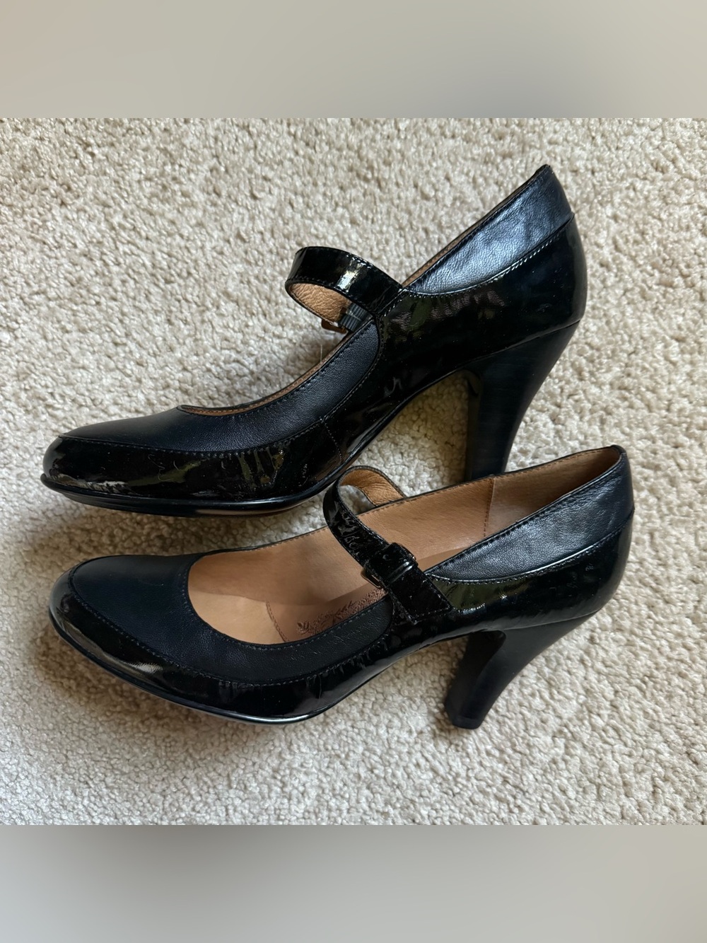 Sofft Orion Black Leather Mary Jane High Heels Pumps Women's Size 7.5 M 1047101